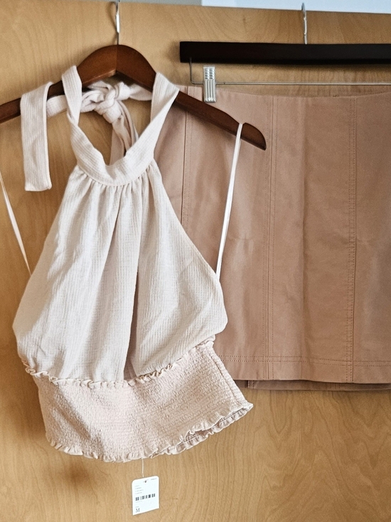 Free People Other - Blush Pink Free People  Halter Tie Top with Blush Mini Skirt Set NWT Size M/10